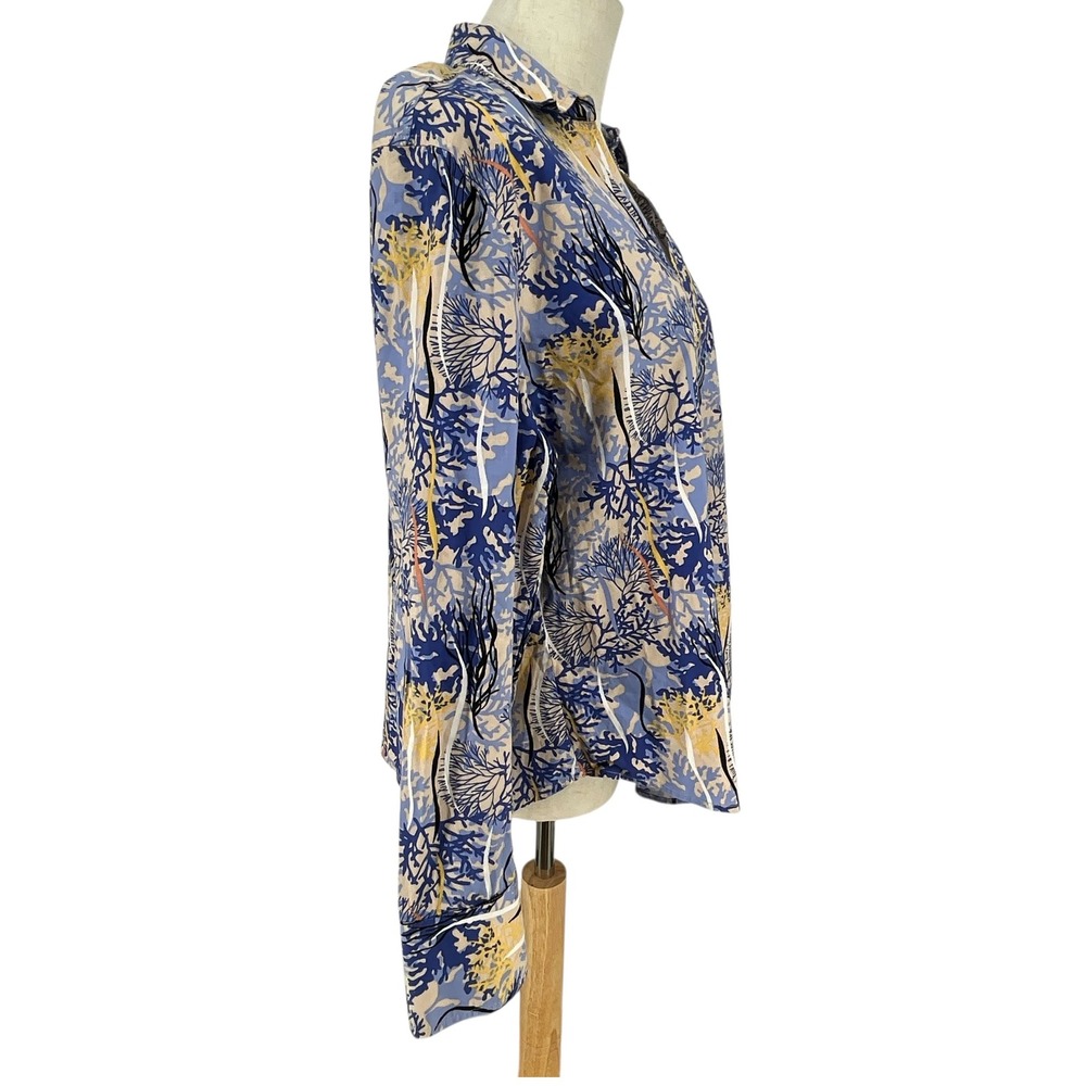 Acorn Womens Coral Reef Print Button Up Shirt XL Blue Multi Color Long Sleeve - Picture 5 of 8